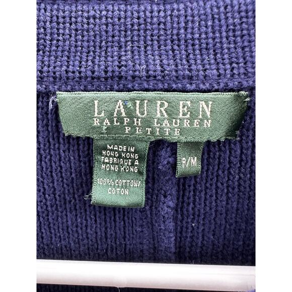 Lauren Ralph Lauren Womens Sweater Petite Medium Blue Double-Breasted Nautical - Picture 6 of 12